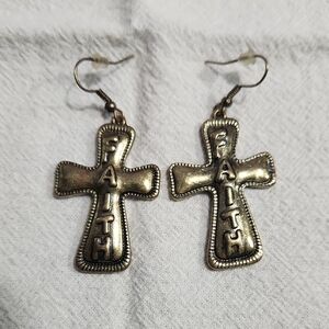 Inspirational Faith Cross Earrings in Gold